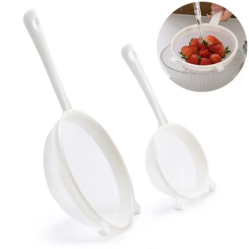 Luckyiren Kefir Strainer Set, 2-Size Plastic Non-Metal Sieve with Fine Mesh