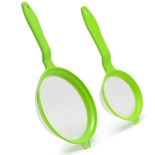 Luckyiren Kefir Strainer Set, 2-Size Plastic Non-Metal Sieve with Fine Mesh