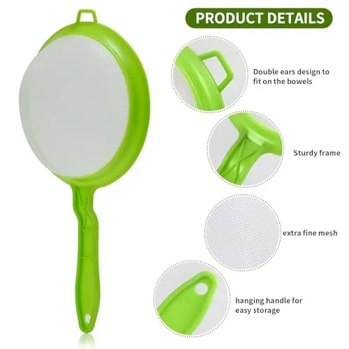 Luckyiren Kefir Strainer Set, 2-Size Plastic Non-Metal Sieve with Fine Mesh