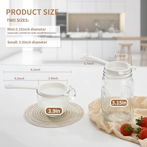 Luckyiren Kefir Strainer Set, Plastic Non-Metal Sieve with Fine Mesh