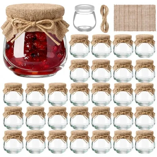 LemonRoad 30 Pcs Glass Jars with Lids Mini 3.4 oz Yogurt Jars for Jam