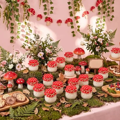 LemonRoad 30 Pcs 3.4 Oz Glass Jars, Lids,Circle,Red and White Polka Dots