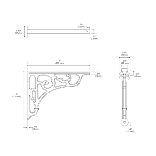 Signature Hardware 955171-7 Amaranth 8" Cast Iron Shelf Bracket