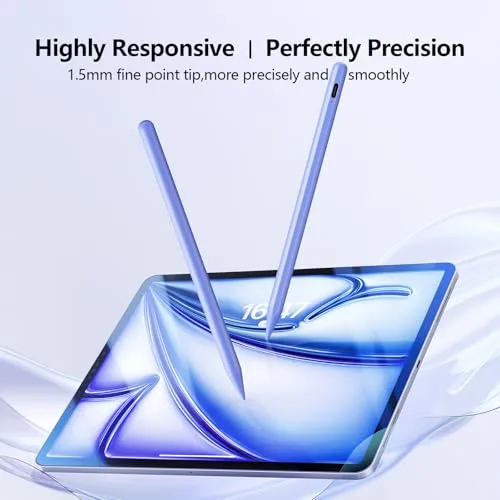 Stylus Pen for iPad 6-11th Gen 2X Fast Charge, Palm Rejection-Purple