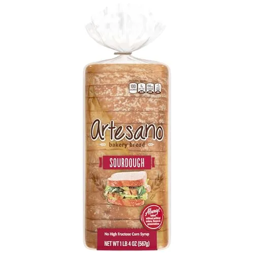 Artesano Sourdough Bakery Bread, Sourdough Sandwich Bread, 20 oz Bag