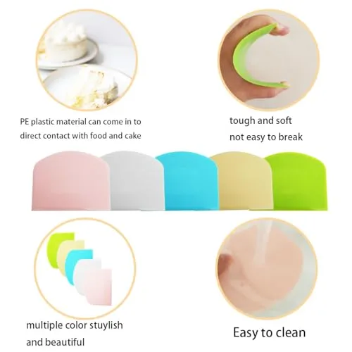 5 Pack Plastic dough scraper, flexible scraper