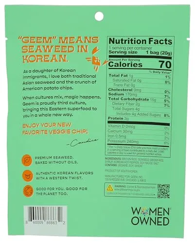 Geem, Chips Korean Seaweed Spicy, 0.71 Ounce
