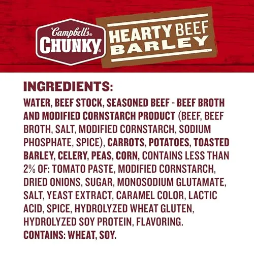 Campbell's Chunky Soup, Hearty Beef and Barley Soup, 18.8 Oz Can (Pack of 2)