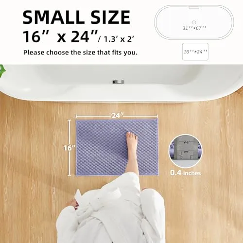 TYUU Bathroom Rugs Non Slip Washable, Super Absorbent Thin Bath Mat Small Quick Dry Low Pile Bathroom Rug, Lavender 16"x24"