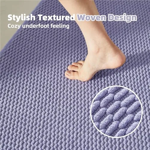 TYUU Bathroom Rugs Non Slip Washable, Super Absorbent Thin Bath Mat Small Quick Dry Low Pile Bathroom Rug, Lavender 16"x24"
