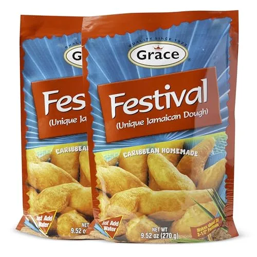Grace Festival Mix Unique Jamaican Dough 9.5oz - 2 Pack - Caribbean Homemade Sweet Dumpling Festival Bread Mix - Fried Cornmeal Mix for Jamaican Snacks