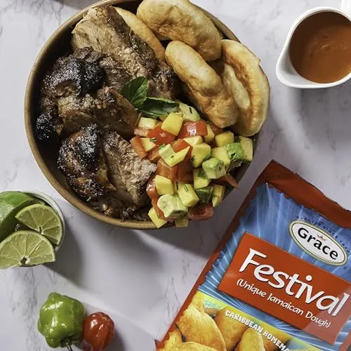 Grace Festival Mix Unique Jamaican Dough 9.5oz - 2 Pack - Caribbean Homemade Sweet Dumpling Festival Bread Mix - Fried Cornmeal Mix for Jamaican Snacks