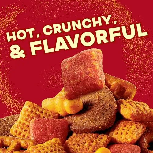 Chex Mix Hot & Spicy Snack Mix, Savory Snack Bag, 8 oz
