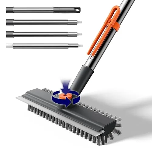 3 in 1 Adjustable Small Floor Scrub Brush with Long Handle