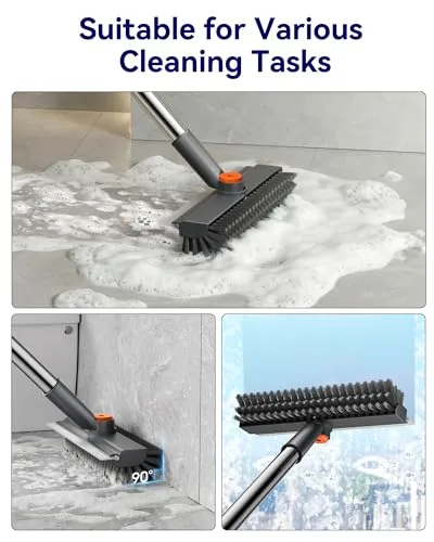 3 in 1 Adjustable Small Floor Scrub Brush with Long Handle