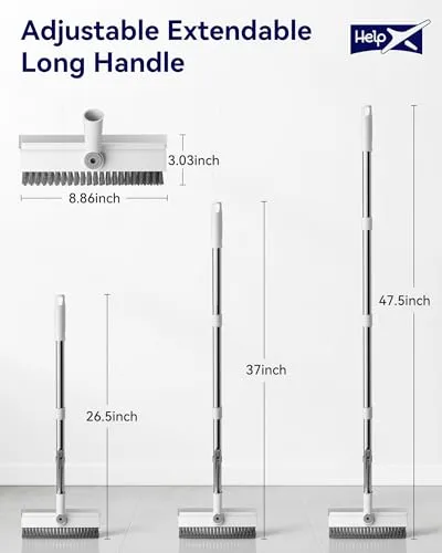3 in 1 Adjustable Small Floor Scrub Brush with Long Handle