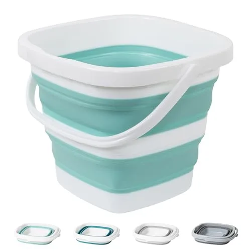 Collapsible Bucket, 1.32 Gallon 5L Small Mop Bucket for Cleaning, Car Washing, Portable Tub for Camping, RV, Beach, Sand, Fishing, Garden, Space Saving Plastic Water Basin Ice Buckets