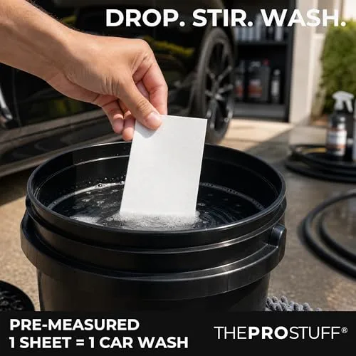 THEPROSTUFF® Car Wash Soap Sheets, pH Neutral Foam Shampoo 16 Pack