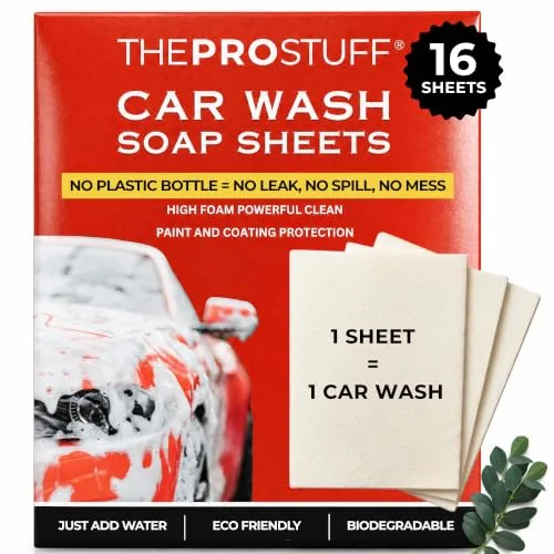 THEPROSTUFF® Car Wash Soap Sheets, pH Neutral Foam Shampoo 16 Pack