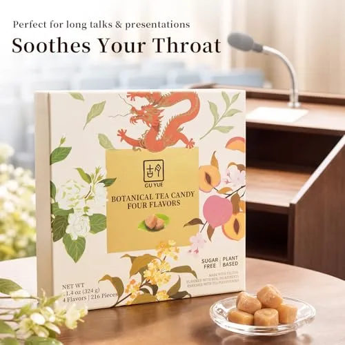 Gu Yue Sugar Free Tea Candy, Xylitol Hard Candies - Peach Oolong Tea