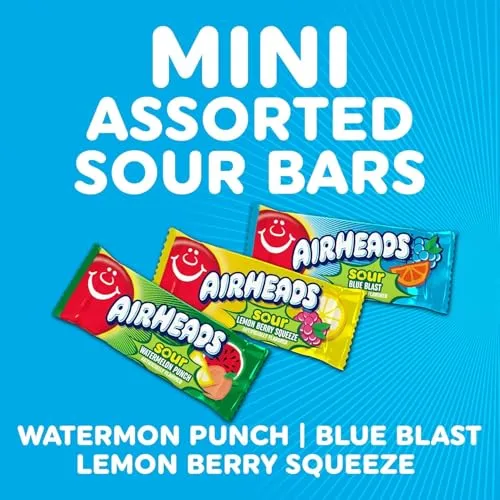 Airheads Mini SOURS Candy Bars, Variety Pack, 10 Ounce Bag
