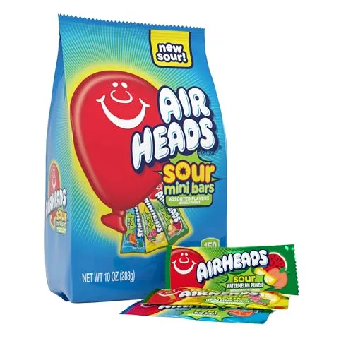 Airheads Mini SOURS Candy Bars, Variety Pack, 10 Ounce Bag