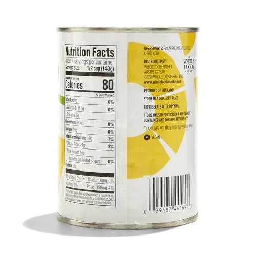365 by Whole Foods Market, Pineapple Chunks, 20 Ounce (Pack of 2)