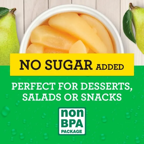 Canned Sliced Pears, No Sugar Added 14.5 oz (Pack of 3)