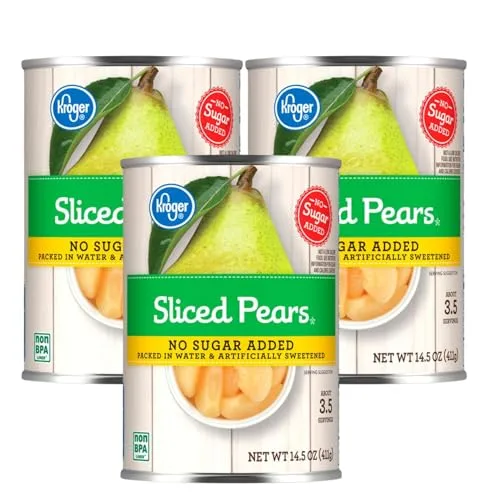 Canned Sliced Pears, No Sugar Added 14.5 oz (Pack of 3)