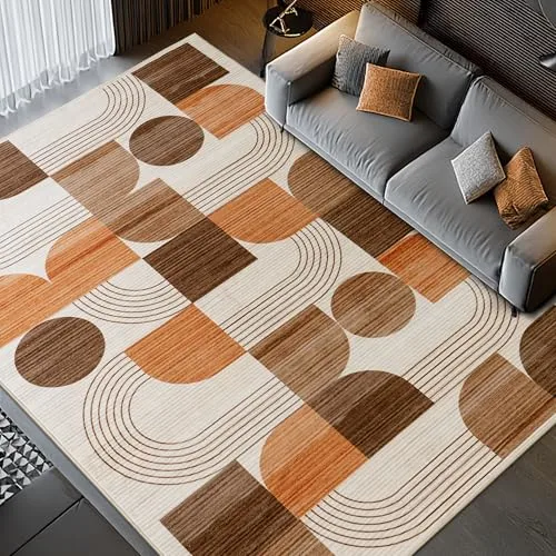 Soft Modern Geometric Abstract Large Machine Washable 4x6 Area Rug