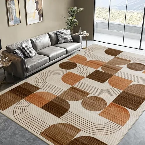 Soft Modern Geometric Abstract Large Machine Washable 4x6 Area Rug