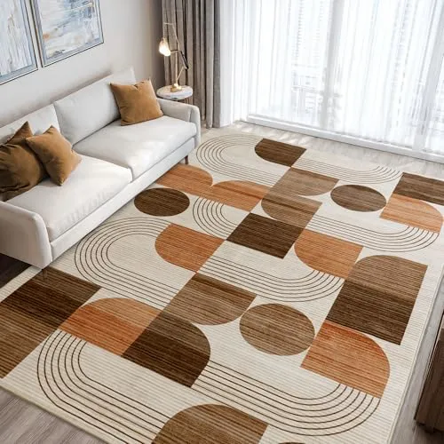 Soft Modern Geometric Abstract Large Machine Washable 4x6 Area Rug