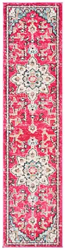 SAFAVIEH Madison Collection Runner Rug - 2'2" x 10', Fuchsia Purple Pink & Blue, Boho Distressed Medallion, Non-Shedding & Easy to Clean, Ideal for Ideal for Hallway, Foyer, Entryway (MAD473A)