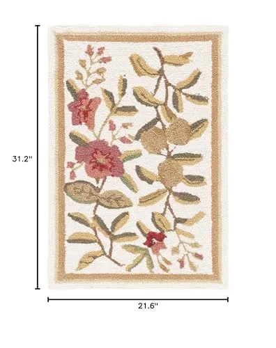 SAFAVIEH Chelsea Collection Accent Rug - 1'8" x 2'6", Ivory, Hand-Hooked French Country Wool, Ideal for High Traffic Areas in Entryway, Living Room, Bedroom (HK210A)