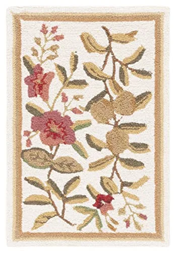 SAFAVIEH Chelsea Collection Accent Rug - 1'8" x 2'6", Ivory, Hand-Hooked French Country Wool, Ideal for High Traffic Areas in Entryway, Living Room, Bedroom (HK210A)