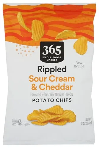 365 by Whole Foods Market, Sour Cream Cheddar Rippled Potato Chips, 8 OZ