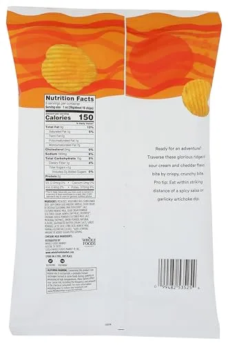 365 by Whole Foods Market, Sour Cream Cheddar Rippled Potato Chips, 8 OZ