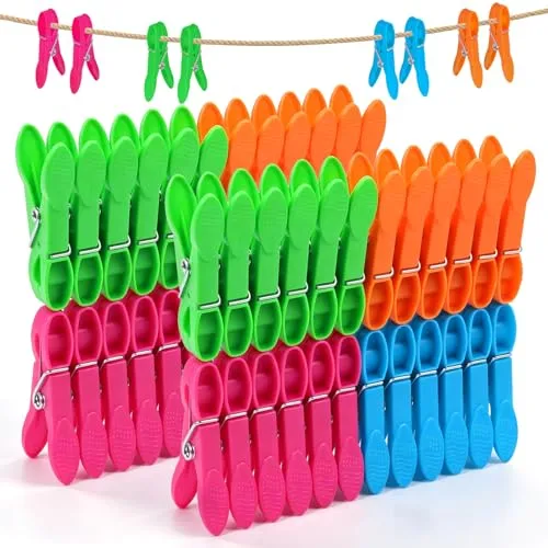 48 Pack Heavy Duty Colored Clothespins, Clothes Pins with Spring