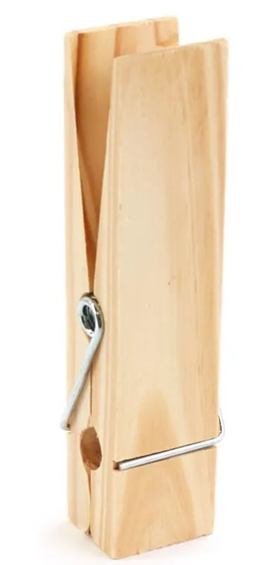 Large Unfinished Wood Clothespins with Metal Spring, Jumbo 6 Inch x 1-5/8 Inch Craft Wedding, Paintable (1 PC)