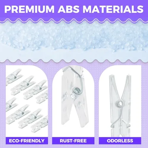 100PCS Baby Shower Games Clothespins Clear Plastic Clothes Pin 1.37inch