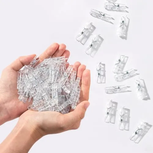 100PCS Baby Shower Games Clothespins Clear Plastic Clothes Pin 1.37inch