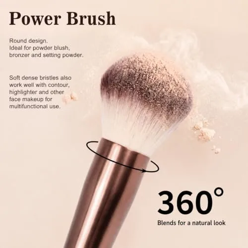 HGHDBT Brown Double-Ended Foundation Makeup Brushes Set Professional with Case 2Pcs Premium Makeup Brush for Flawless Blending of Liquid Cream Powder Blush Face Make up Brush Tools Kit