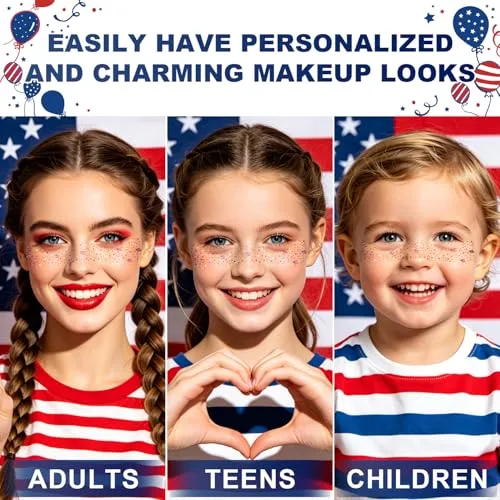 8PCS 4th of July Glitter Freckles Face Tattoo Sparkle Freckles Rave