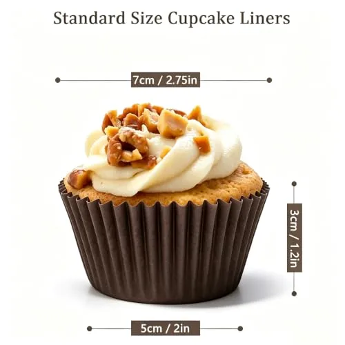 Standard Brown Cupcake Liners 400 Count, Food-grade Paper Baking Cups, No Smell Muffin Cups Cupcake Wrappers for Baking supplies