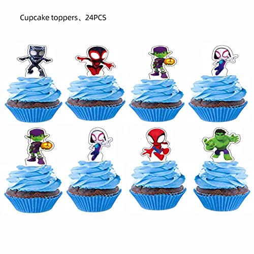 24PCS Cartoon Cake Toppers Cupcake Toppers Cake Decorations Birthday Party Supplies Decorations (Style 3)