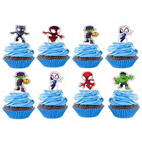 24PCS Cartoon Cake Toppers Cupcake Toppers Cake Decorations Birthday Party Supplies Decorations (Style 3)