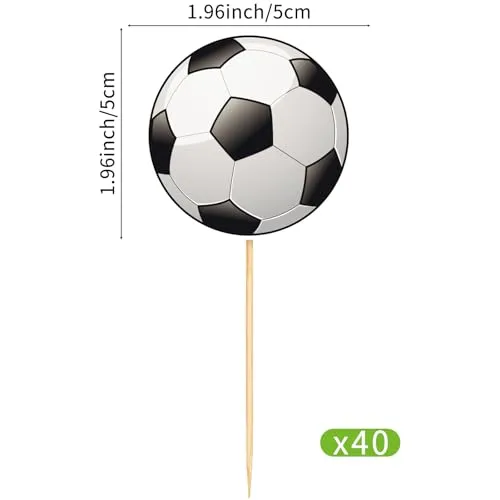 40 Pcs Soccer Cupcake Toppers Soccer Cupcake Picks Sport Birthday Cake Decorations for Boys Sports Theme Birthday Party Decorations Baby Shower Supplies ﻿