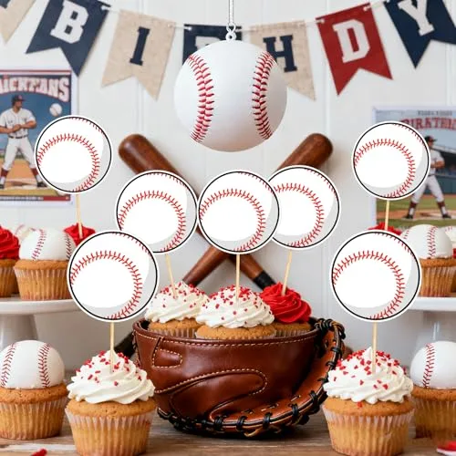 40 Pcs Baseball Cupcake Toppers Sports Theme Cupcake Picks for Kids Baseball Sport Birthday Cake Decoration Baby Shower Party Supplies