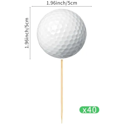 40 Pcs Golf Cupcake Toppers Golf Ball Cupcake Picks Boys for Sports Theme Birthday Baby Shower Party Decorations Supplies