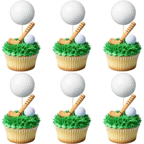 40 Pcs Golf Cupcake Toppers Golf Ball Cupcake Picks Boys for Sports Theme Birthday Baby Shower Party Decorations Supplies